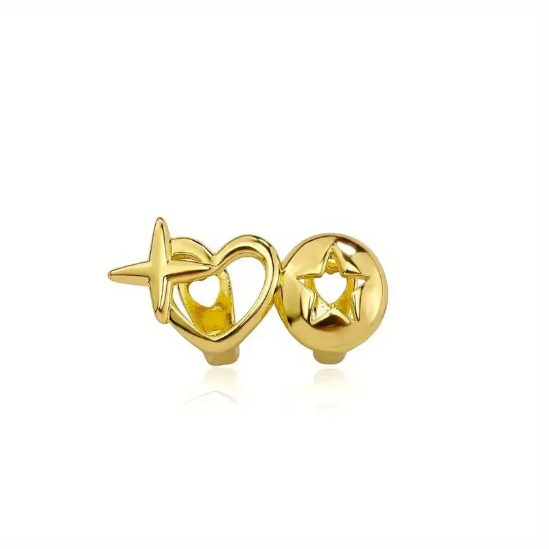 دعامات كلاسيكية على شكل نجمة الهيب هوب، دعامات لامعة مجوفة، أسنان ذهبية، زينة أسنان عيد الميلاد، زينة أسنان الحفلات