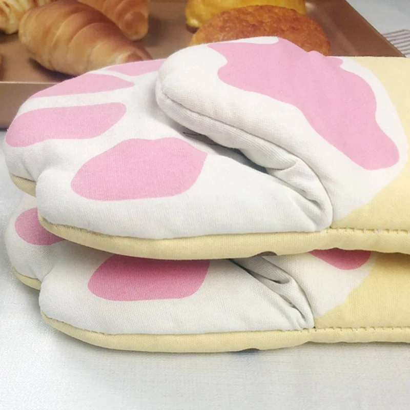 Crocodile Cat Paw Oven Glove Microwave Cartoon Animal Pattern Heat Insulation Thickened Glove Resistant BBQ Cooking Baking Mitts