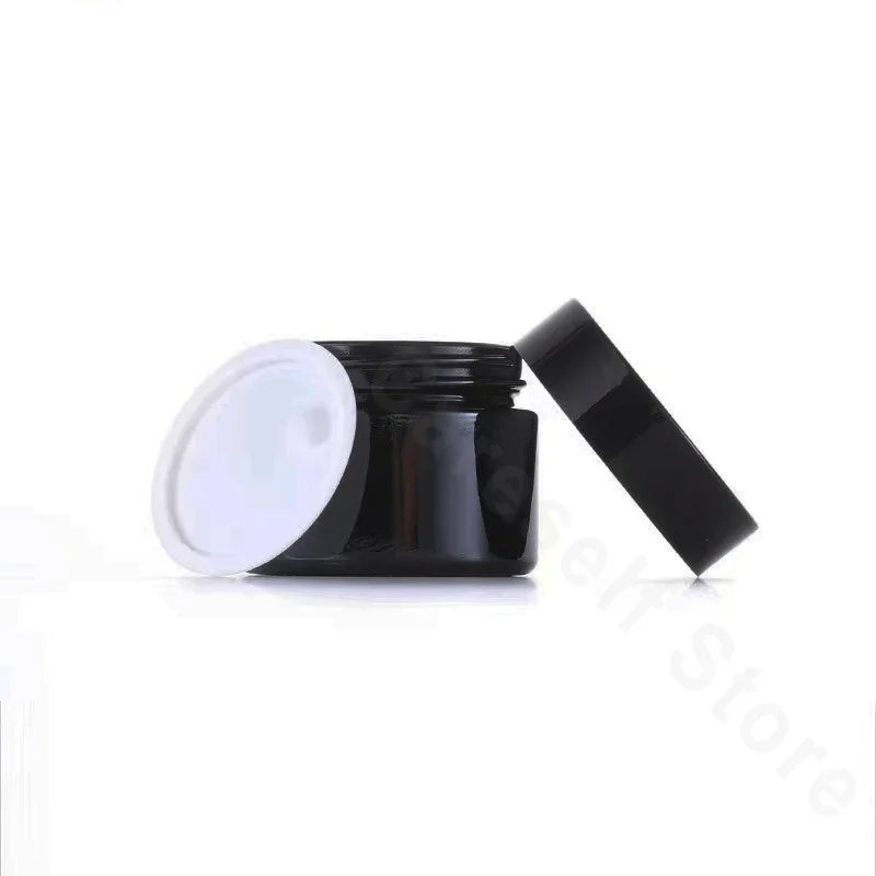Frasco de crema facial de vidrio negro recargable, 10 piezas, 20g/50g, loción corporal, mantequilla, contenedores de maquillaje, botella redonda de cosméticos para sombra de ojos