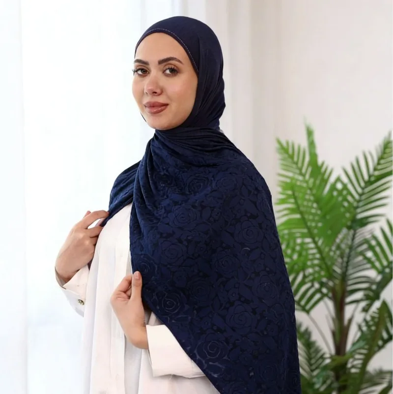 

Mercerized Cotton Hijabs for Women Premium Burning Process Long Scarf Muslim Fashion Breathable Soft Feel Scarf Ramadan Turban