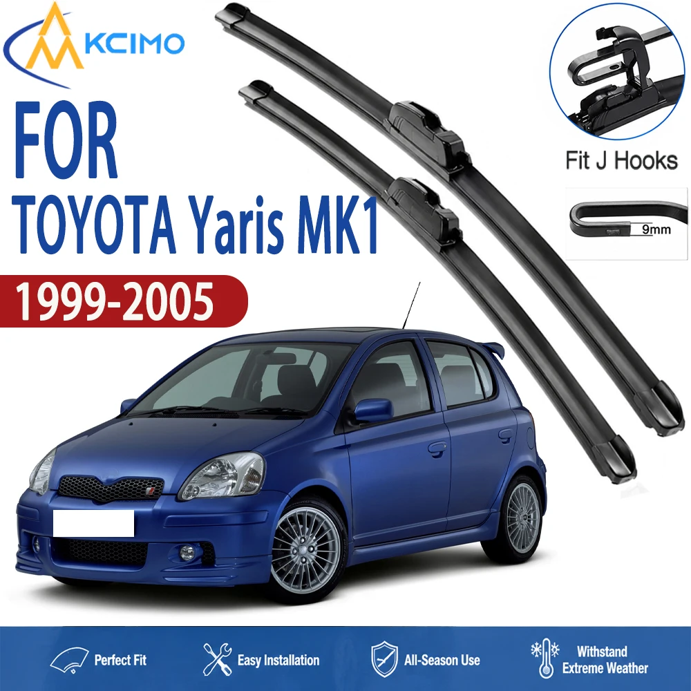 for Toyota Yaris MK1 1999-2005 21"+14" U/J Hook Wiper Blade Set Durable Boneless Wipers for Clear Stable Vision