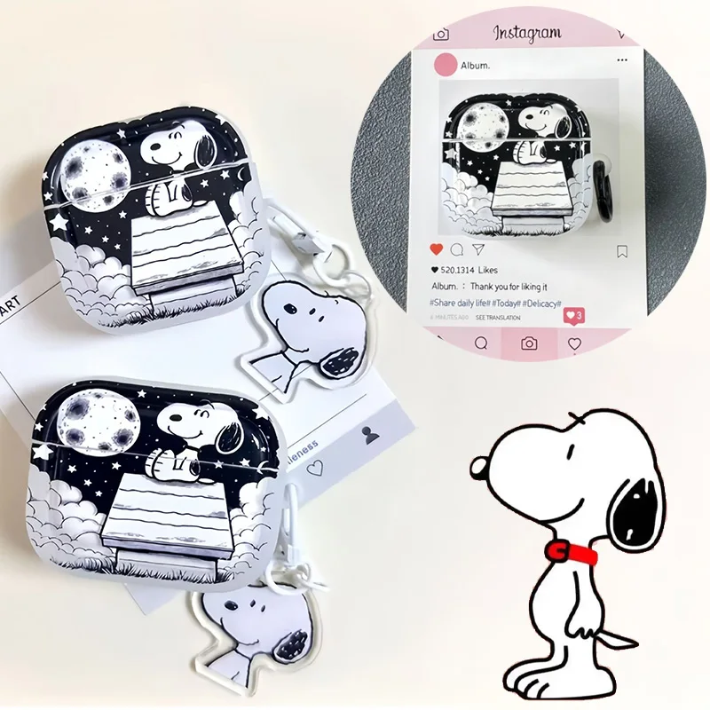 

Snoopy Earphone Case for AirPods 1 2 3 Pro 2 Case Anime Shockproof All-inclusive Headphone Box for AirPods 4 with Pendant Gift