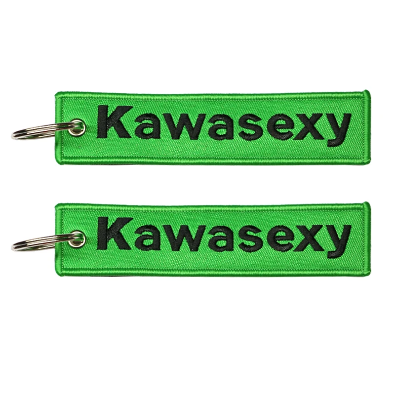 JDM Kawasexy logo Key Chain For Kawasaki Motocycle Key Ring Cars Keychain Gifts Double Sided Embroidery Fashion Keychain