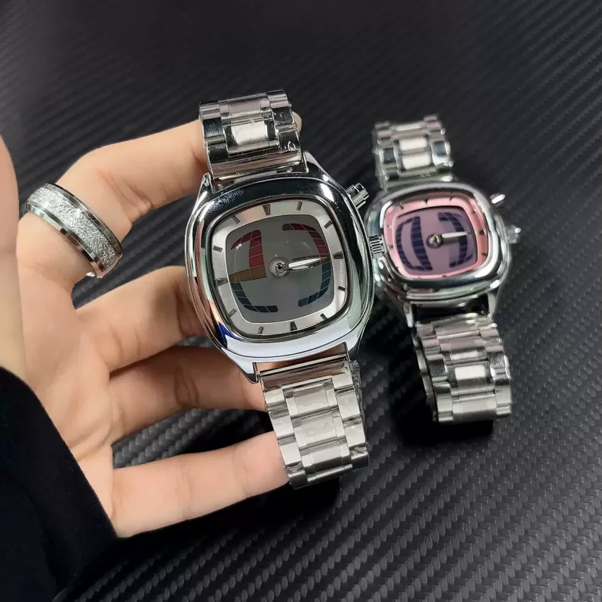Men's Watch Y2K INS Style Fashionable Creative Quartz Watch Digital Dual Display Luminous Pointer Relojes Para Hombres
