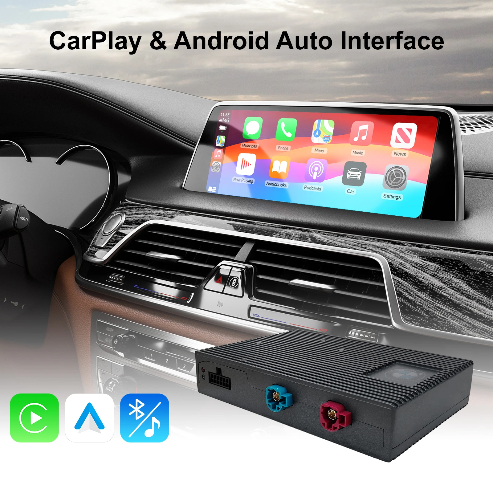 Ezonetronics Wireless CarPlay Android Auto retrofit kit decoder box for 2016-2024 BMW 1-7Series X1-X7 M3 M4 M5 I3 I8 EVO System
