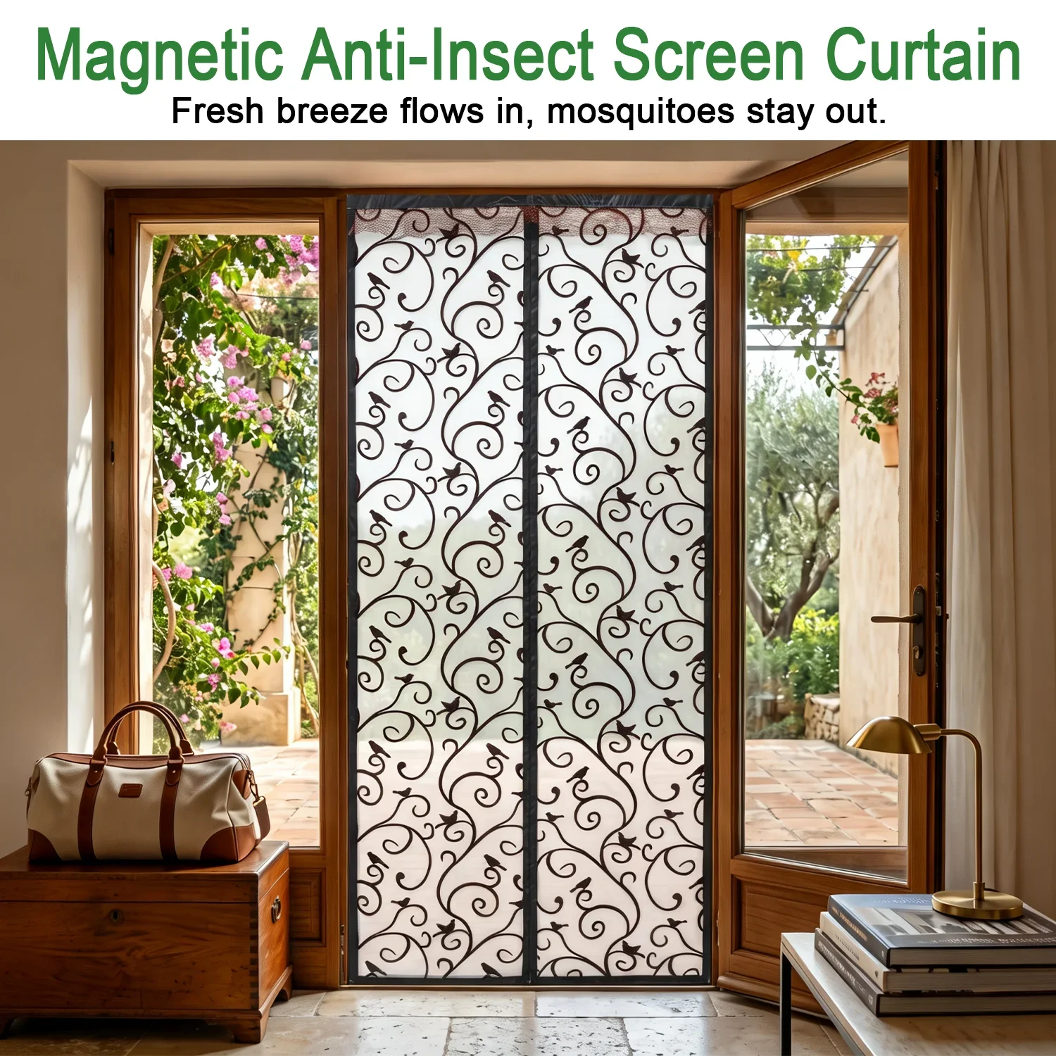 1 Piece Magnetic Mosquito-Proof Door Curtain, Summer Screen Door, No-Drilling Magic Tape Window Screen, Household Privacy Curtai