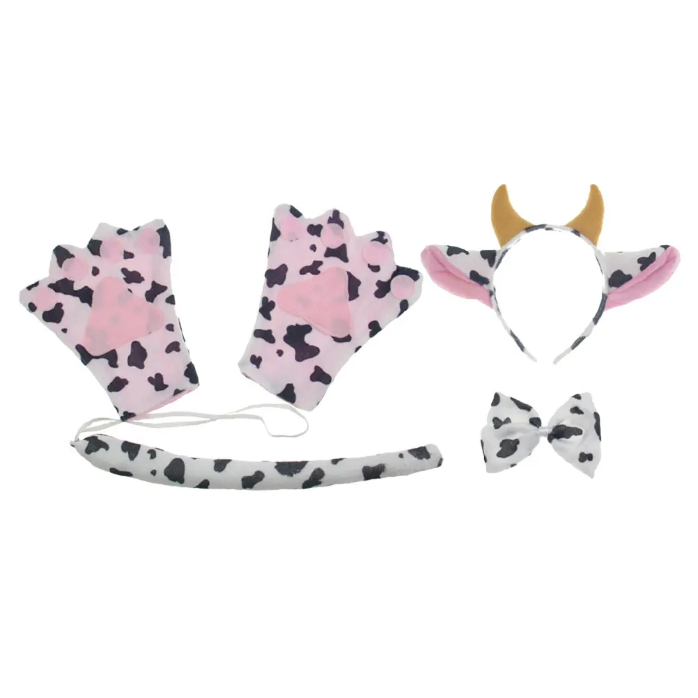 

1 set Cartoon Headdress Animal Ears Headband Halloween Cosplay Supplies Party Accessories Cow Set Costume Prop Gifts
