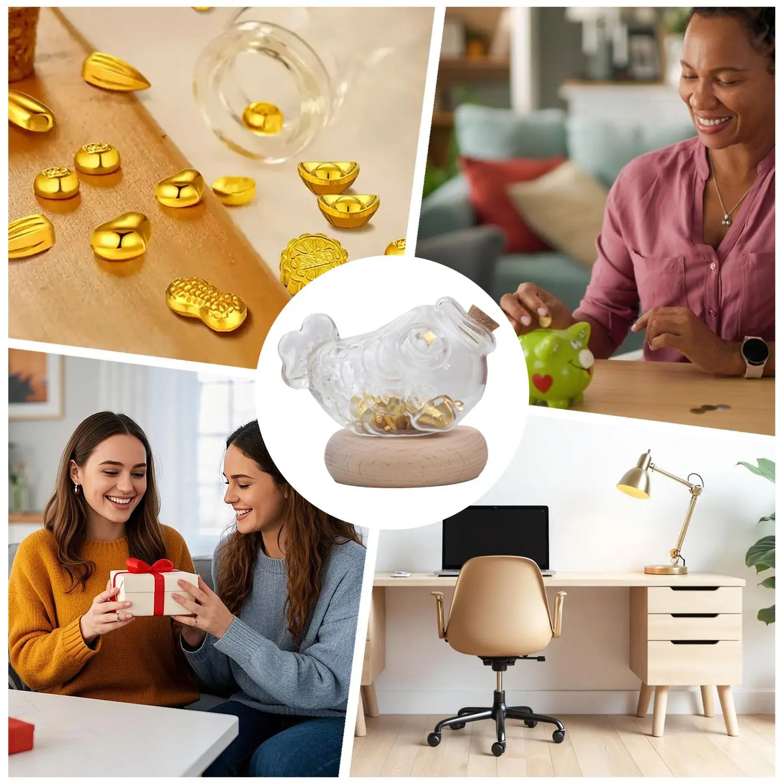 Przezroczysta Mała Szklana Skarbonka Szklany Pojemnik na Pieniądze w Kształcie Ryby Wykwintna Puszka na Monety i Banknoty Śliczny Słoik do Przechowywania Dekoracja dla Dzieci i Nastolatków