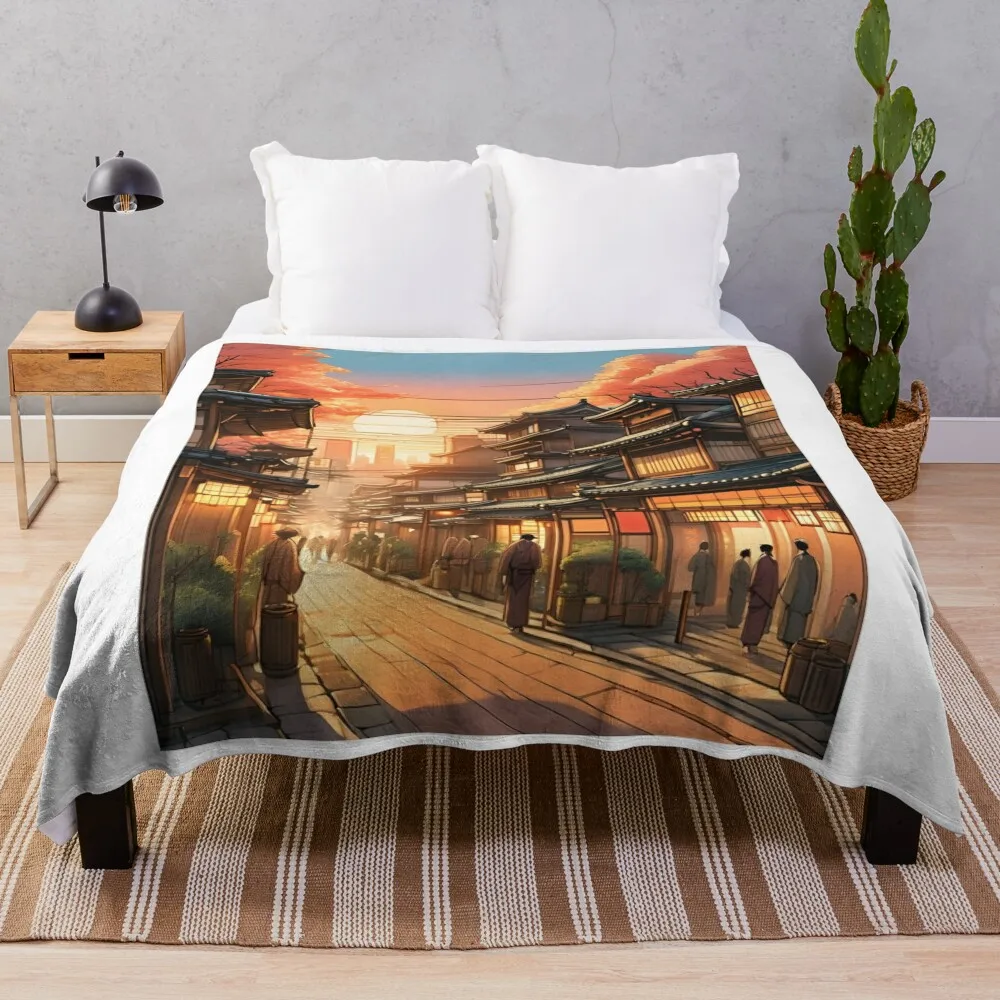 Sunrise in Japan Old City Everest Beautiful View Throw Blanket Cute Plaid Sofa Quilt For Decorative Sofa Weighted Blankets