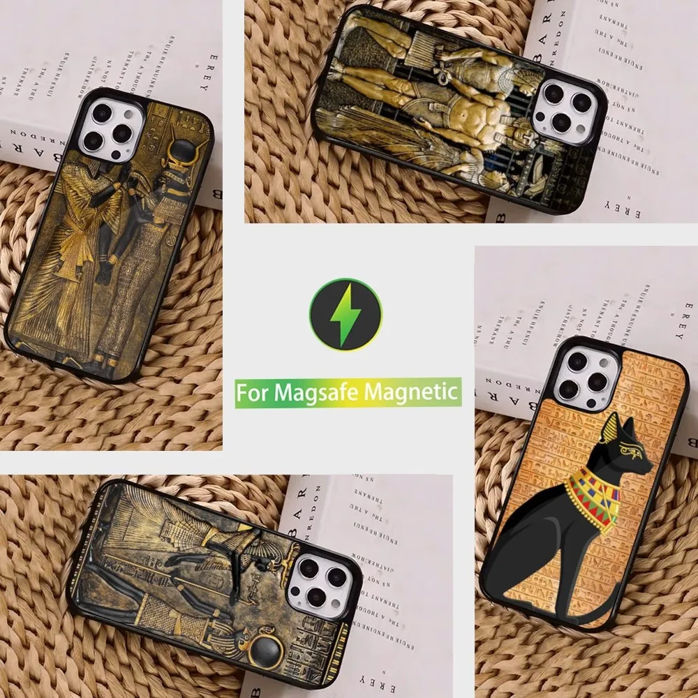 

Egypt Pharaoh Mural Phone Case For iPhone 16,15,14,13,12,11,Pro,Max,Plus,Mini, Magsafe,Magnetic Wireless Charging Case