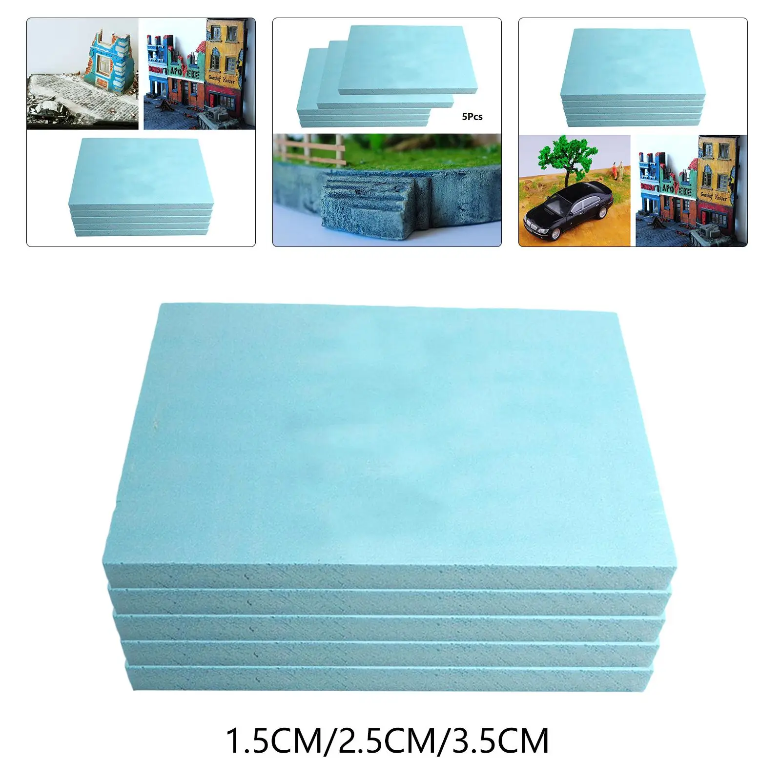 5Pcs Foam Rectangle Blocks Polystyrene Boards for DIY School & Home Art Landscape Scenery Miniature Garden Modeling Accessory