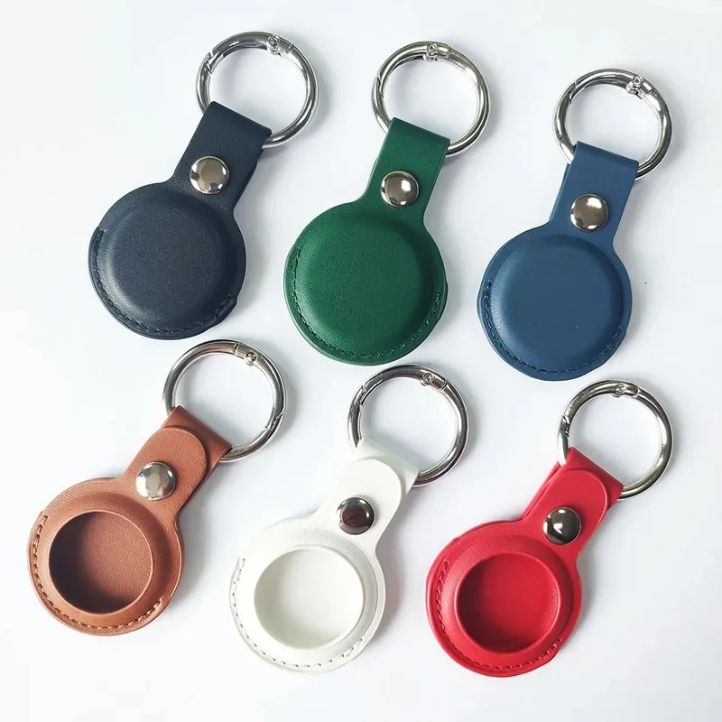 1/2/3/4Pcs PU Leather Airtags Case For Apple Protective Air Tag Cover Locator Tracker Anti Lost Device Keychain Ring Holder