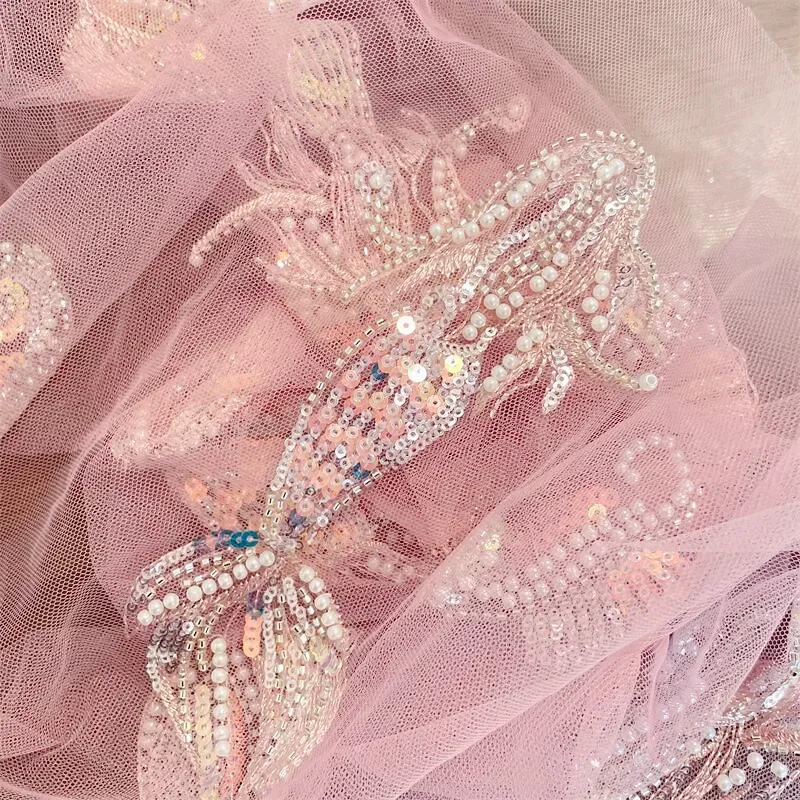 16PCS=1Set Beaded Mermaid, Scallop, Conch, Seahorse Patch 3D Applique for Children\'s Clothing Decoration DIY New Product .