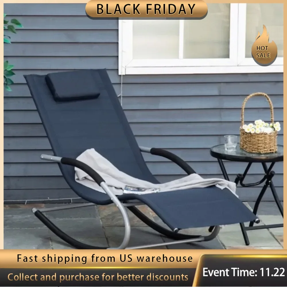 Garden Chair / Rocking Chair Powder Coated Steel Frame, Anti-Rust and Anti-Peeling Weather-Resistant, Easy Maintenance Pillow