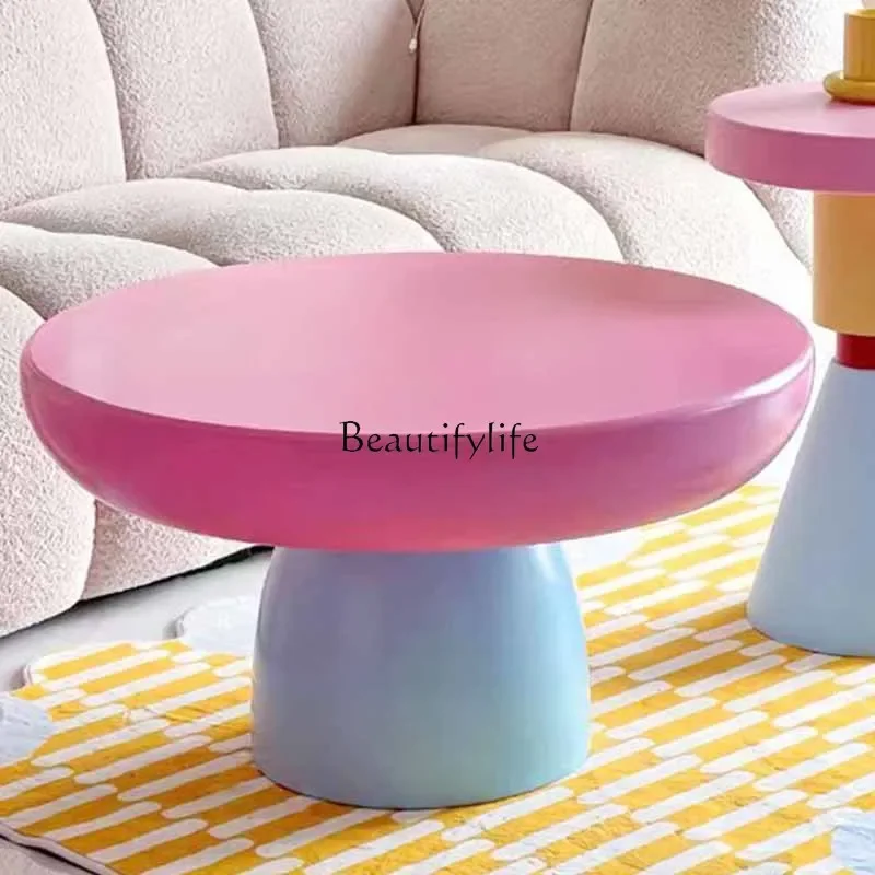 

yj9 Waterproof Cute Small Coffee Table Kawaii Unique Modern Round Nordic Side Table Living Room Balcony Mesa Centro Salon Furnit