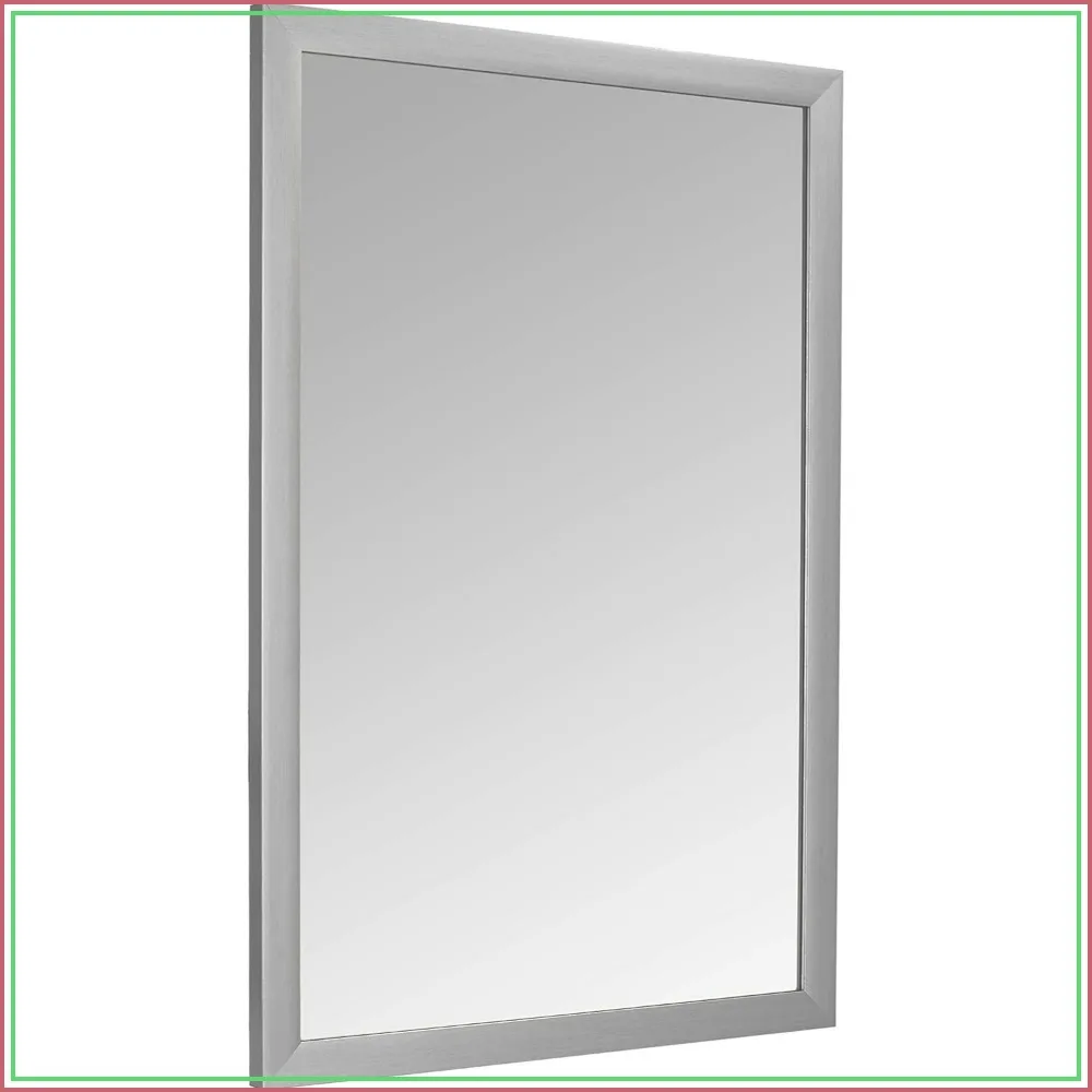

24x36 Rectangular Wall Mirror, Nickel Finish, Horizontal or Vertical Hang, for Bedroom, Living Room, Entryway