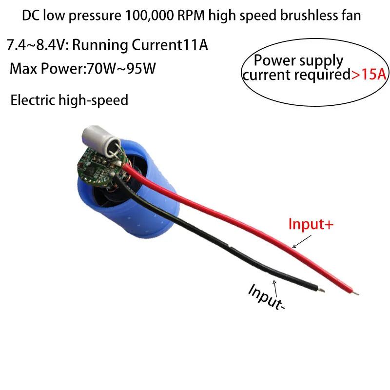 DC7.4-8.4V low pressure 100,000 RPM high speed brushless fan