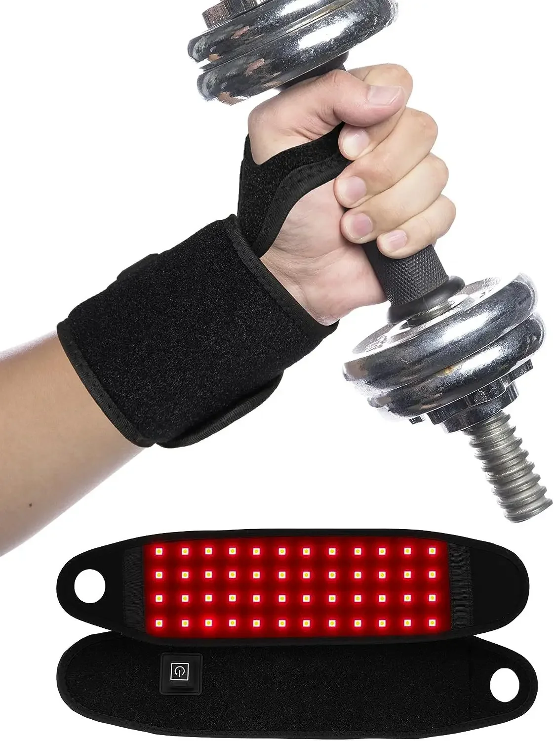 Massageador de mão vermelha para artrite, fisioterapia pulseira, compressa quente, massageador de pulso, alívio da dor articular, suporte wrap 48 LEDs