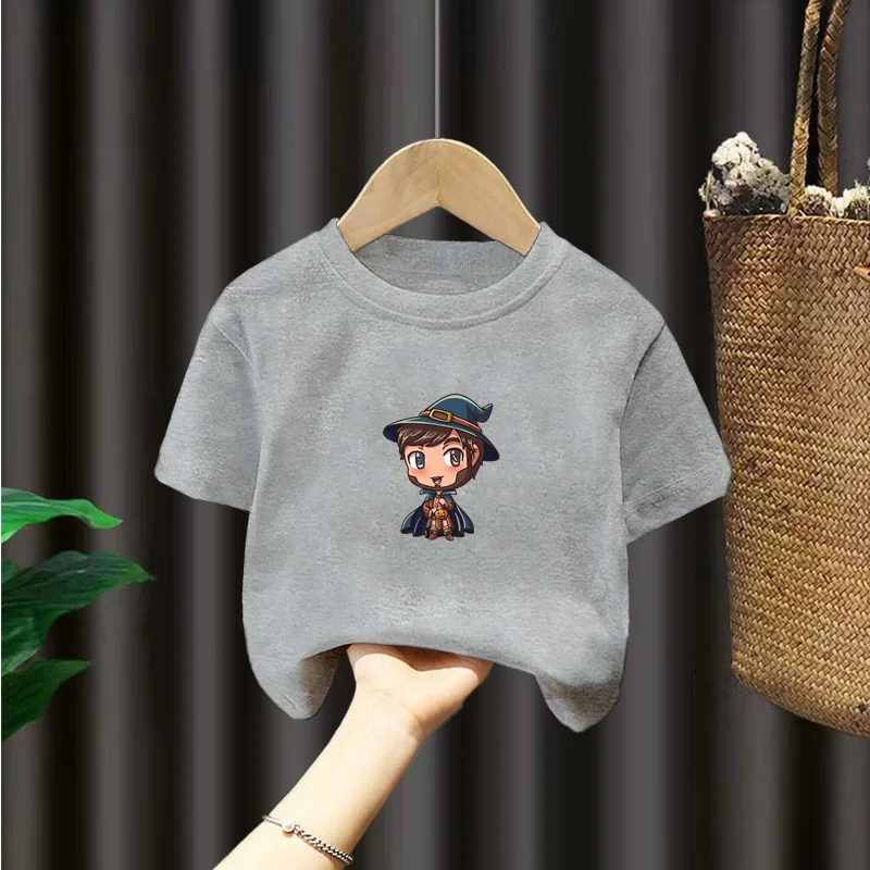 Populaire digitaal printen ronde hals lange mouwen cartoon animatie kinder T-shirt met korte mouwen 2024 nieuwe top