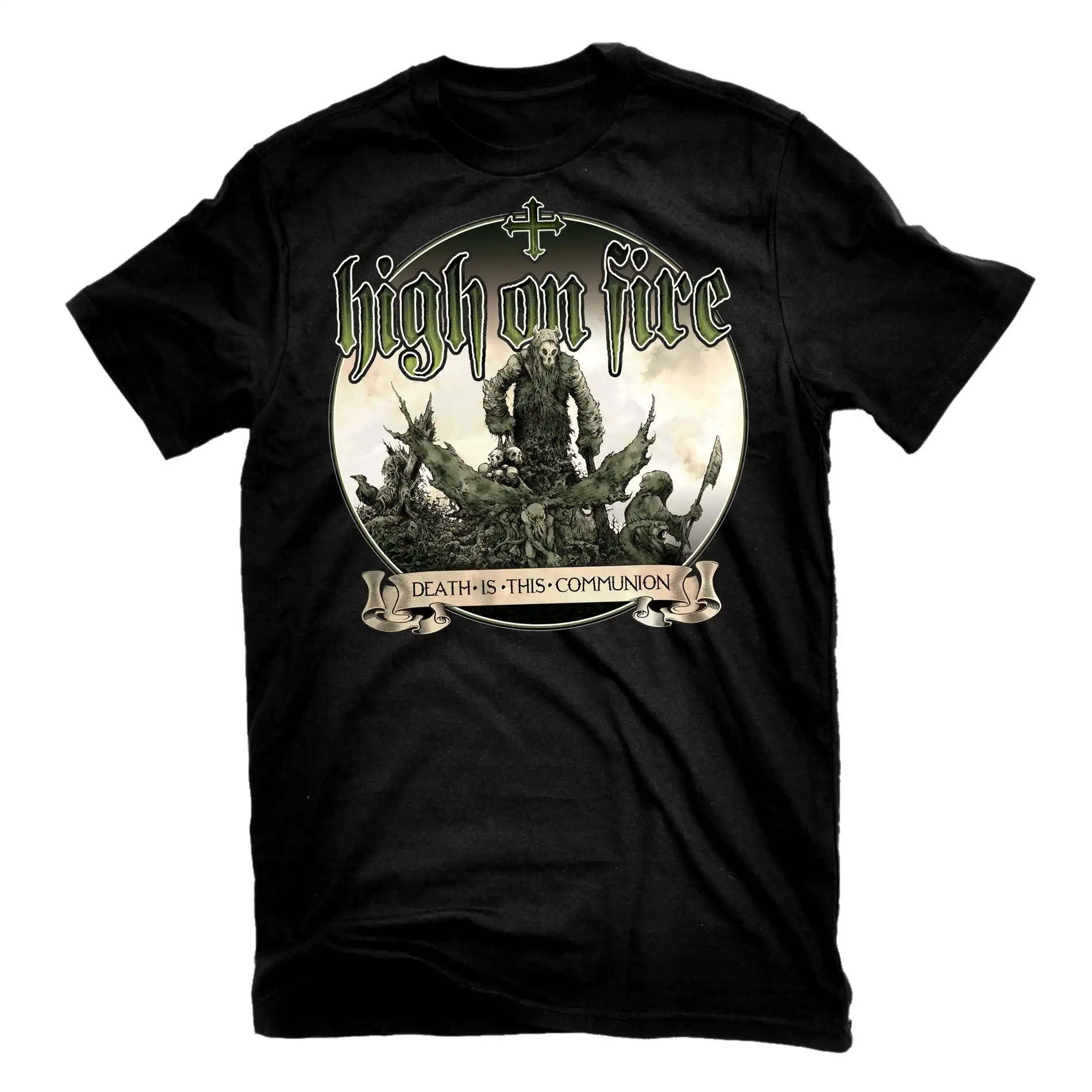 hot Art New 2026 High on Fire  Blessed Black Wings Band Graphic Tee 100% Cotton Round Neck Casual Unisex T-shirt Summer Top