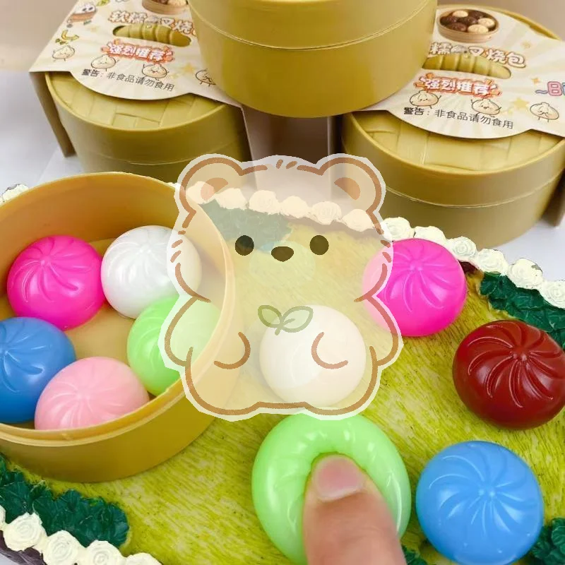 Simulation Food Squeeze Toy Adorable Steamed Bun Dumpling Shape Stress Relief Fidget Toy for Party Bag Fillers