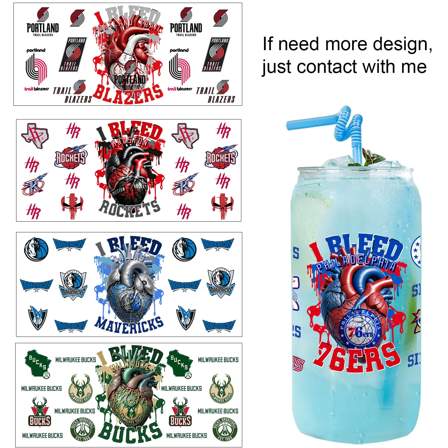 Autocollants de transfert UV DTF sur le thème d'une équipe de basket-ball, faciles à décoller, imperméables, décalcomanies DIY, transferts 3D, autocollants uvdtf, enveloppes de tasse uv dtf de 16 oz