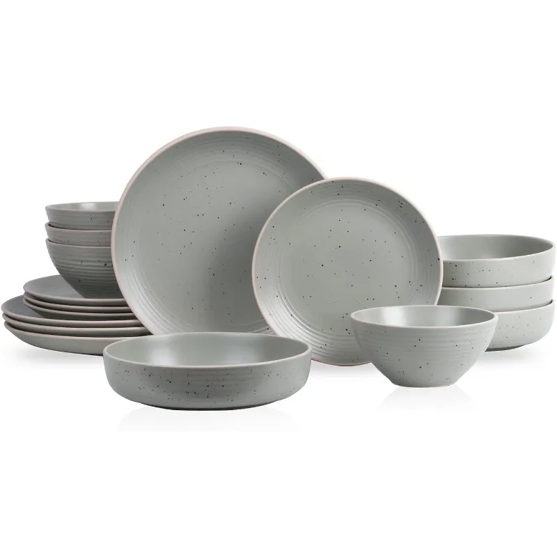 

Lauren Modern Stoneware 16-piece Round Dinnerware Set, Plates and bowls Set, Dish set for 4,