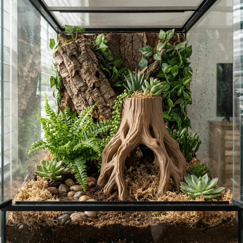 3D Printed Tree Stump Fish Tank Decoration Plastic Irregular Aquarium Landscaping Multi-Hole Fish Habitat Shrimp Aquarium