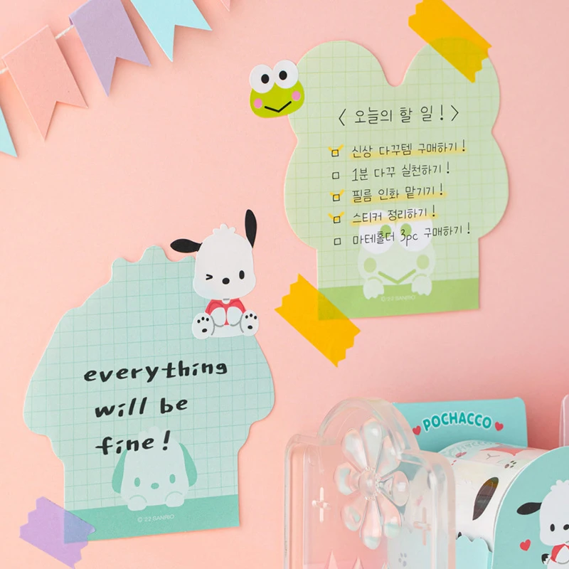 Sanrio Cartoon Sticky Notes, Material de Escritório Bonito, Material Escolar Engraçado, 1 Conjunto