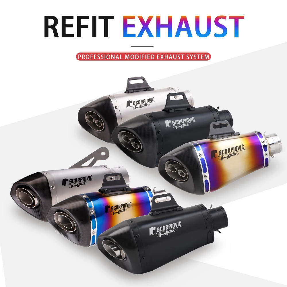

51MM Motorcycle Exhaust Pipe Escape Moto Muffler Slip on For Scooter Motocross Dirt Bike Moto 300cc 600cc 1000cc Z400 S1000RR R3
