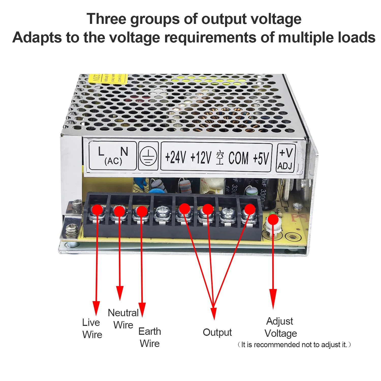 150W Triple Output Switching Power Supply T-150 Series AC-DC Multiple Voltage SMPS for Industrial Automation Monitori