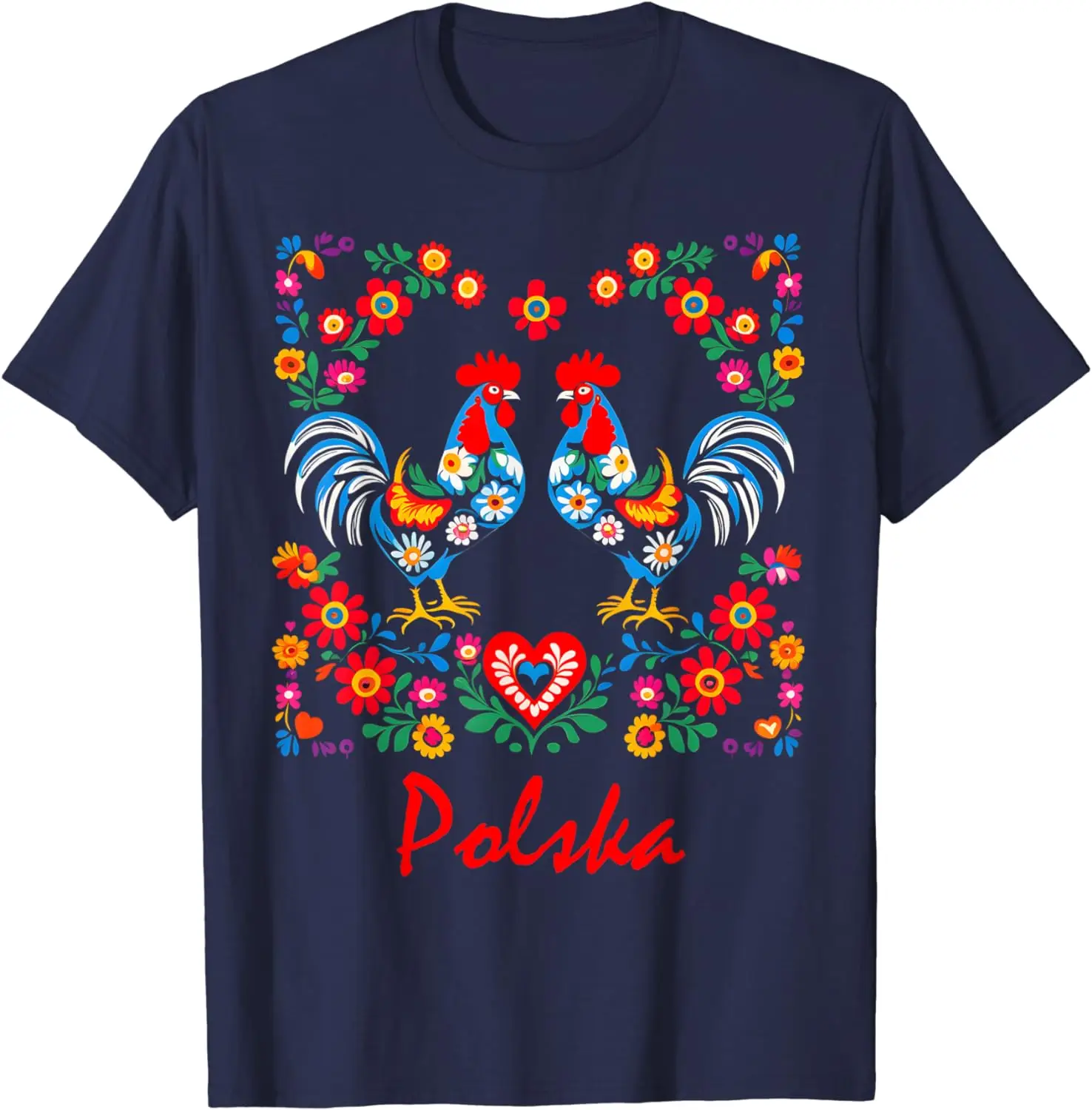 POLAND | Folk Art Flowers Polish Polska Day Fest T-Shirt for Men Women Teens Holiday Tee Graphic T Shirts Lightweight