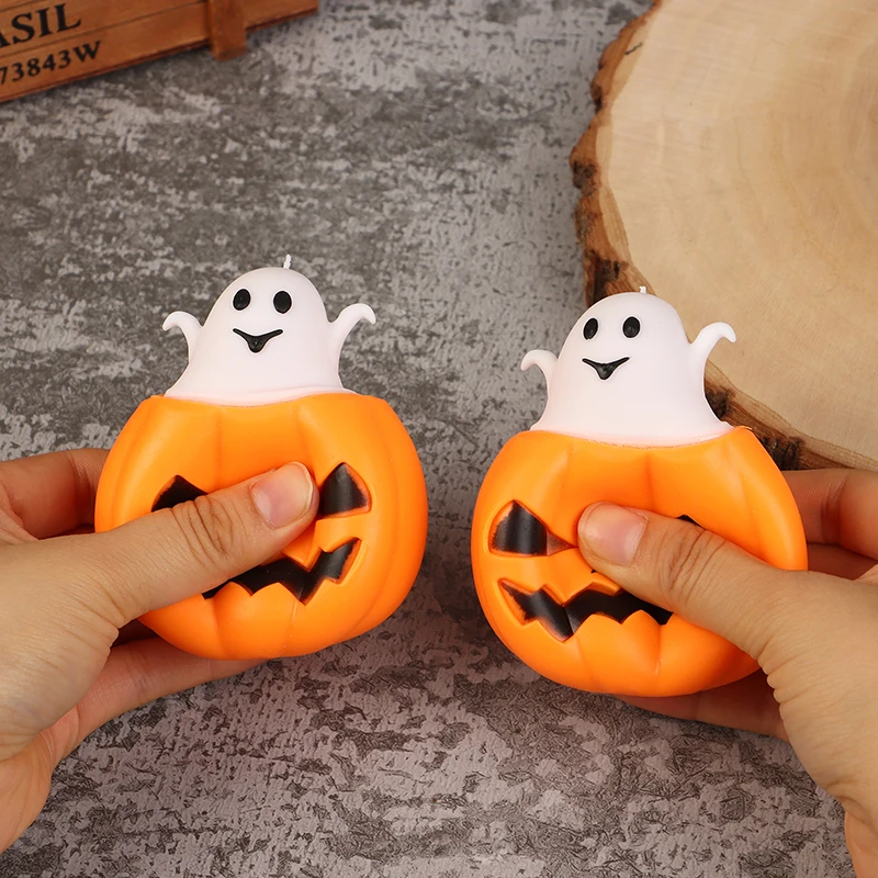 Juguete para apretar fantasma de calabaza de dibujos animados, juguetes de descompresión, Bola de ventilación para aliviar el estrés, decoración para fiesta de Halloween, accesorio para niños y adultos