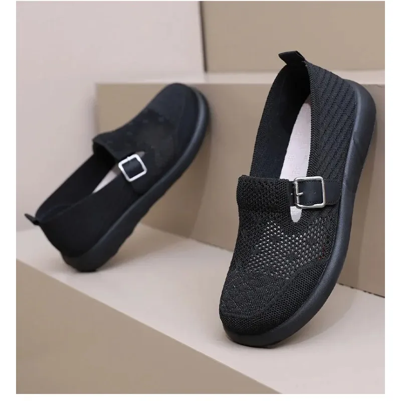 

Breathable comfortable anti-skid thick-soled solid color woven leisure 2026 Summer new women's thick-soled leisure shoes