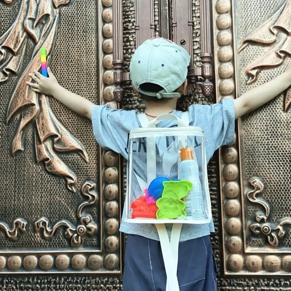 PVC Organizer Clear Kids Backpack Visible Large Capacity Swimming Storage Bags Ins Style Zipper Beach Waterproof Backpack