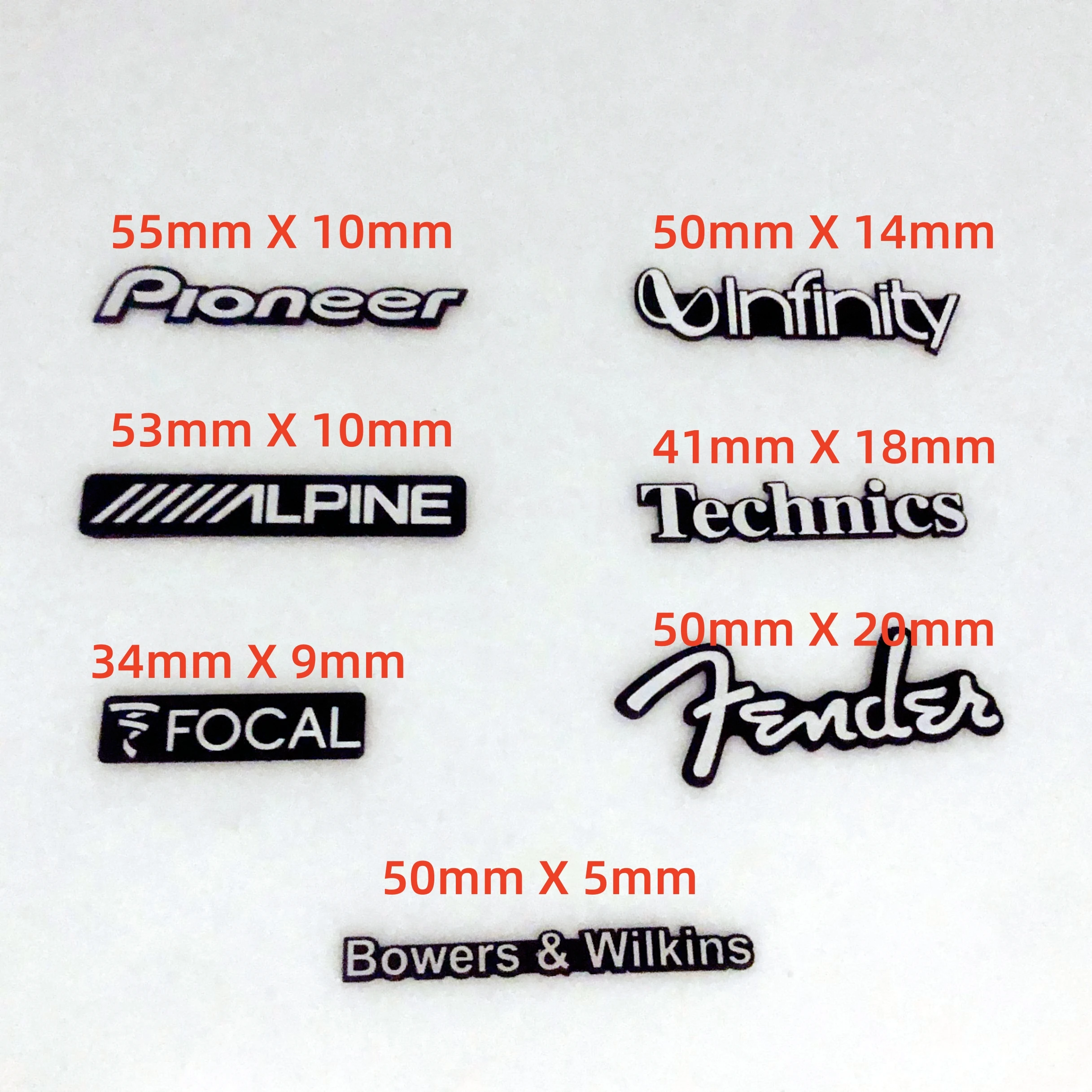 5pcs 20pcs For Pioneer Technics FENDER FOCAL ALPINE Bowers & Wilkins infiniti Metal Aluminum Alloy Car Speaker Emblems Stickers