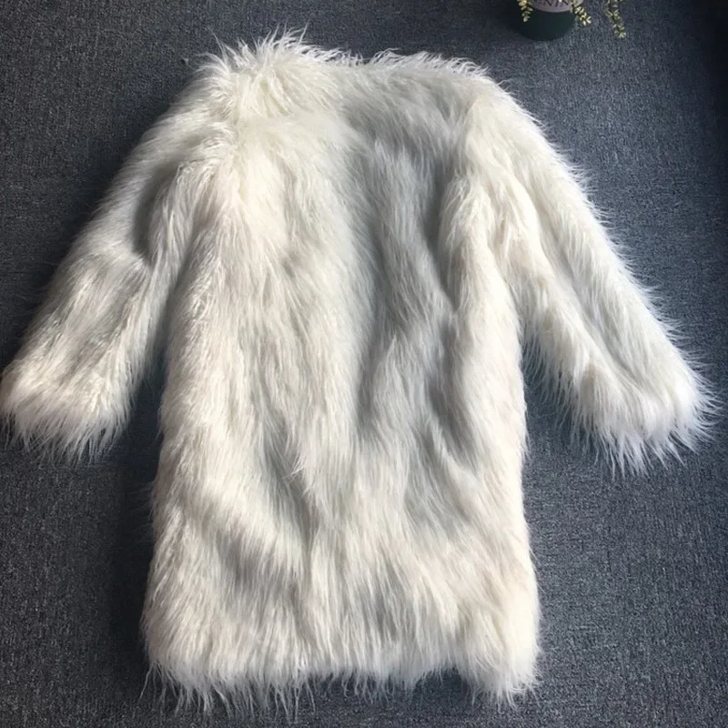 

Lady Long Fur Coat Round Neck Designed Artificial Fur Coat For FemaleWinter Women Sheepskin Fur Coat Brightly Colored