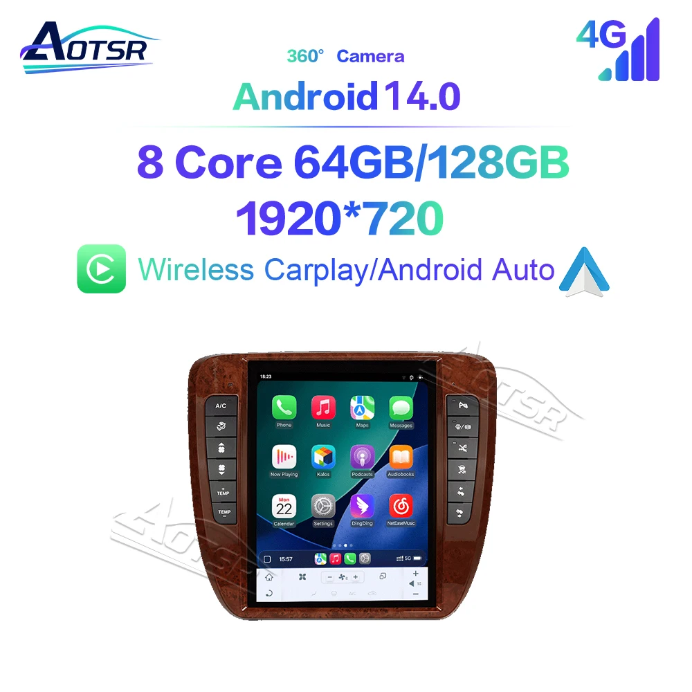 For GMC 2007-2014 12.1 Inch HD Touchscreen Plug & Play GPS Navigation Carplay Car Radio Premium Multimedia Upgrade Android 14