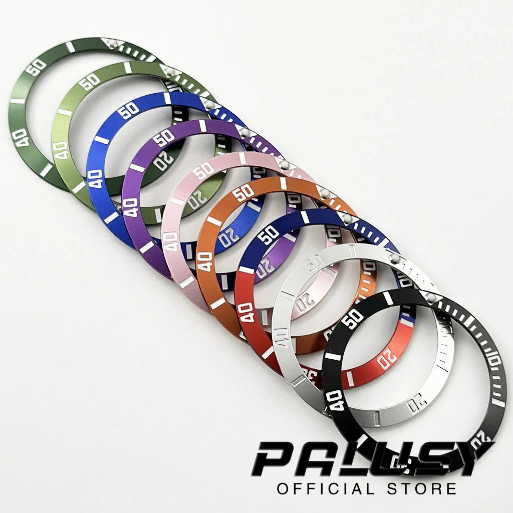 38mm Aluminum Ring Red Purple Silver Orange Blue Green Black Watch Bezel Insert for Men's Watch Cases Replace Accessory