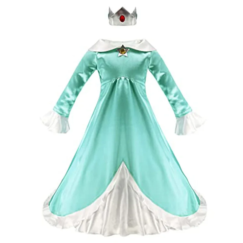Factory price Princess Peach Costume,Peach Daisy Rosalina Dress Up for Girls Cosplay Outfit with Accessories