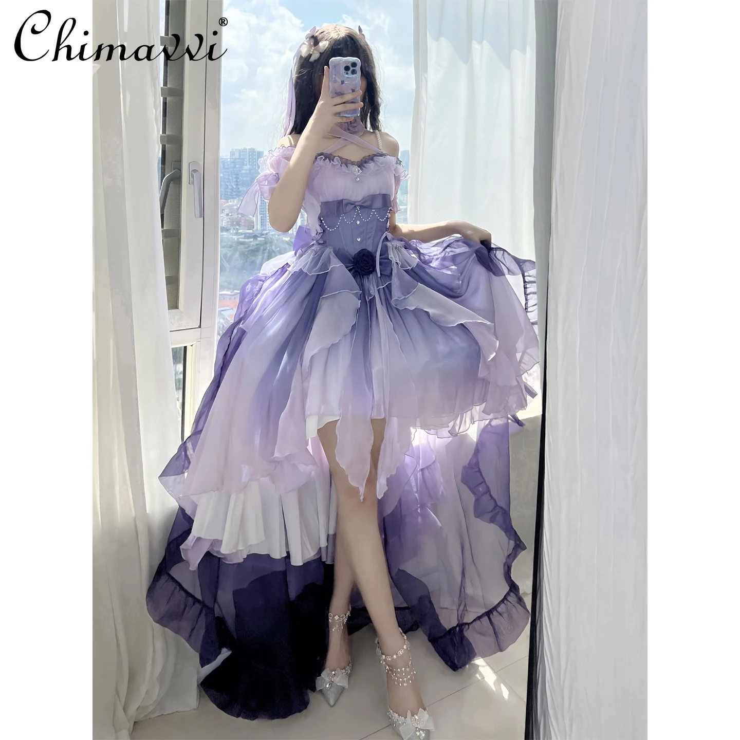 Original Design Super Fairy Elegant Purple Ballet Puffy Dress Lolita Sweet  Back Big Train Birthday Party Princess Dress Women - AliExpress 200000345