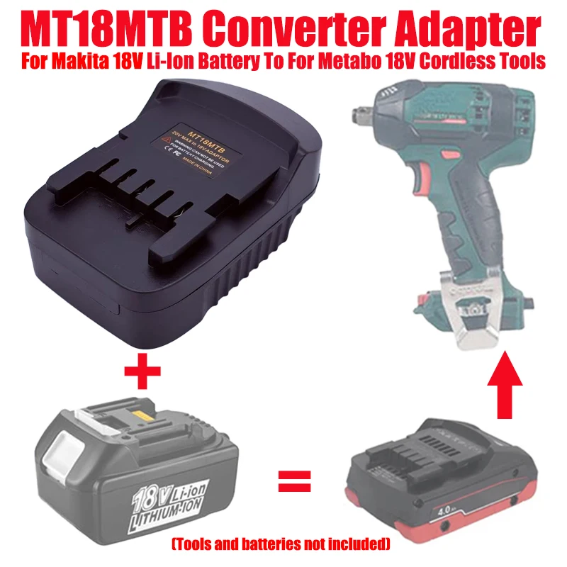 ALASICKA Adapter MT18MTB DM18MTB BS18MTB for Makita/Dewalt/Milwaukee/Bosch 18V Li-ion Batteries Convert To for Metabo 18V Tools