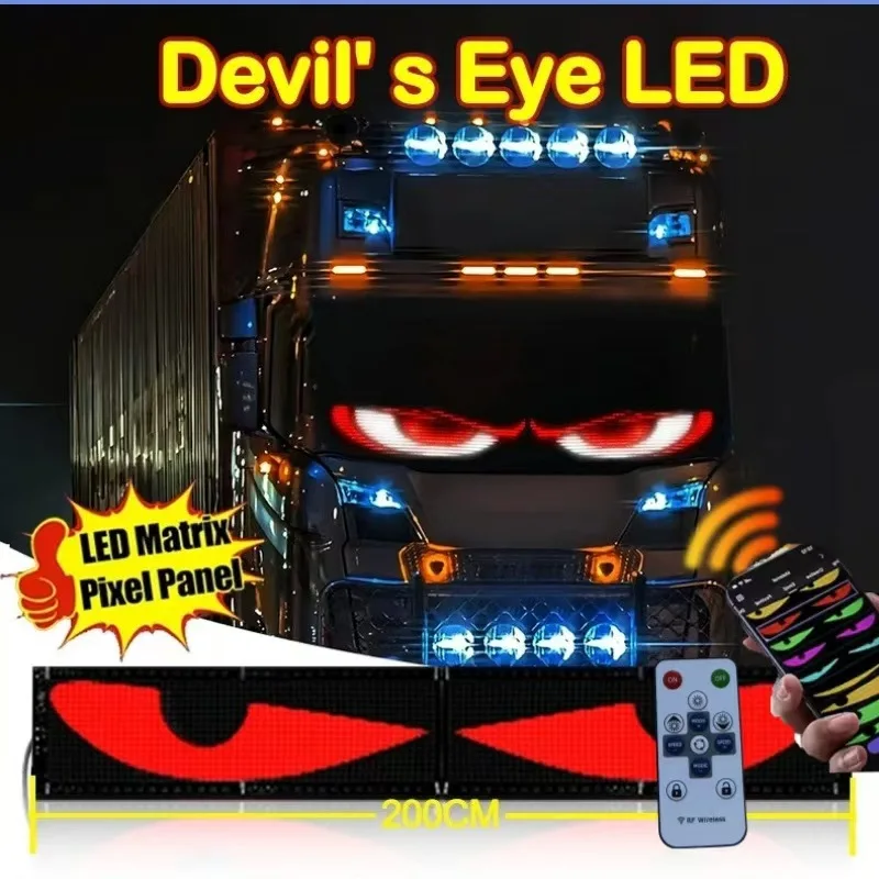 New APP LED Truck Car Devil Eye Light Remote Control Custom Text Pattern Lighting Display Scrolling For Board Windshield 12V 24V