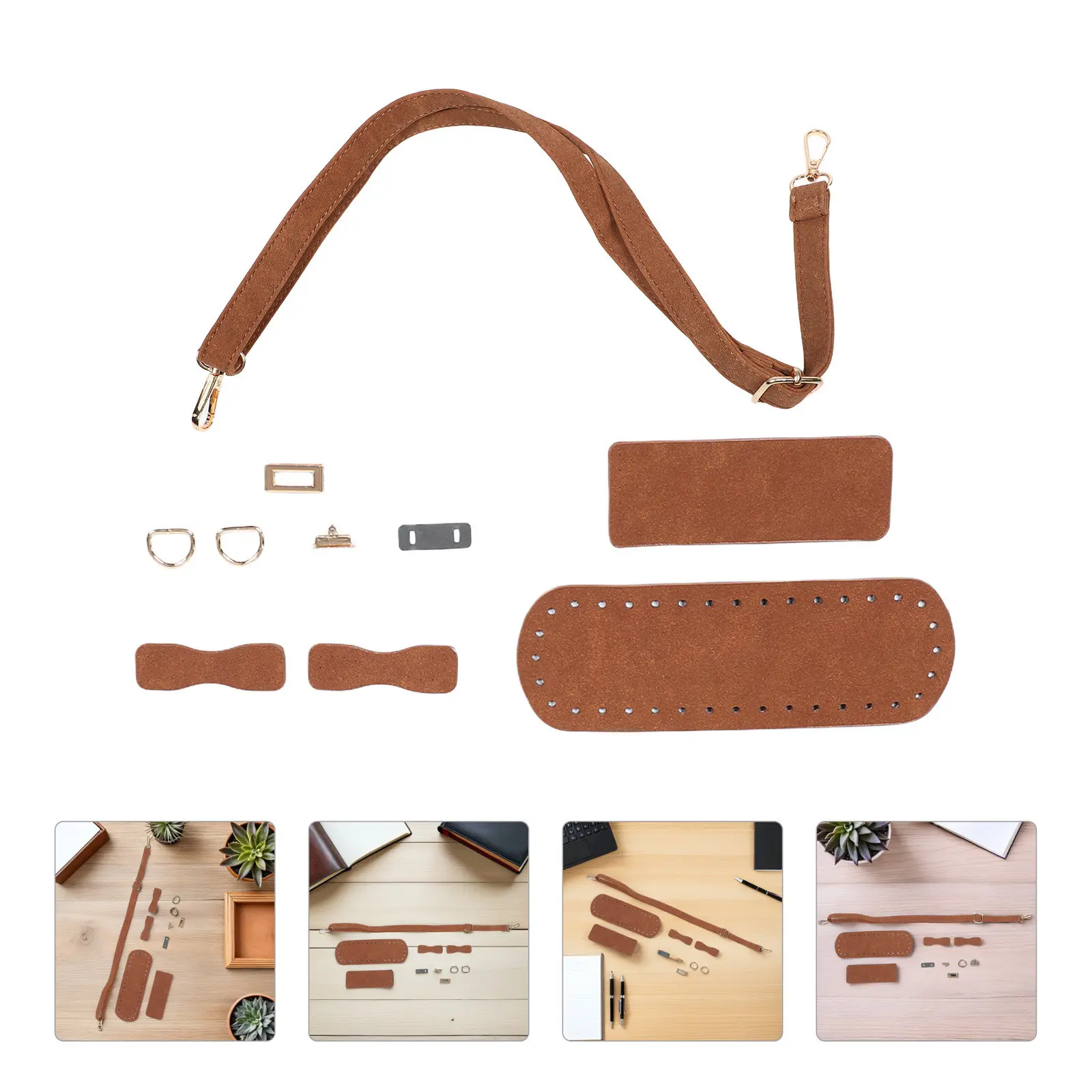 

1Set Vintage PU DIY Crossbody Shoulder Bag Craft Kit Replaceable Purse Handles Base Board Handmade Bag Making Supplies