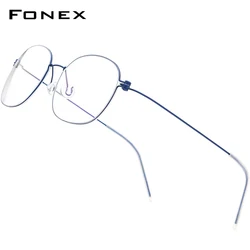 FONEX B Titanium Glasses Frame Men Eyeglasses Korean Denmark Women Frame Screwless Eyewear F7513