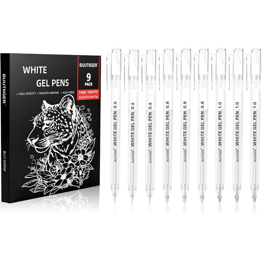 

Белые гелевые ручки 0,6 0,8 1,0 мм Fine Point непрозрачные белые архивные чернильные ручки для черной бумаги Art Bullet Jourling и праздничные подарки