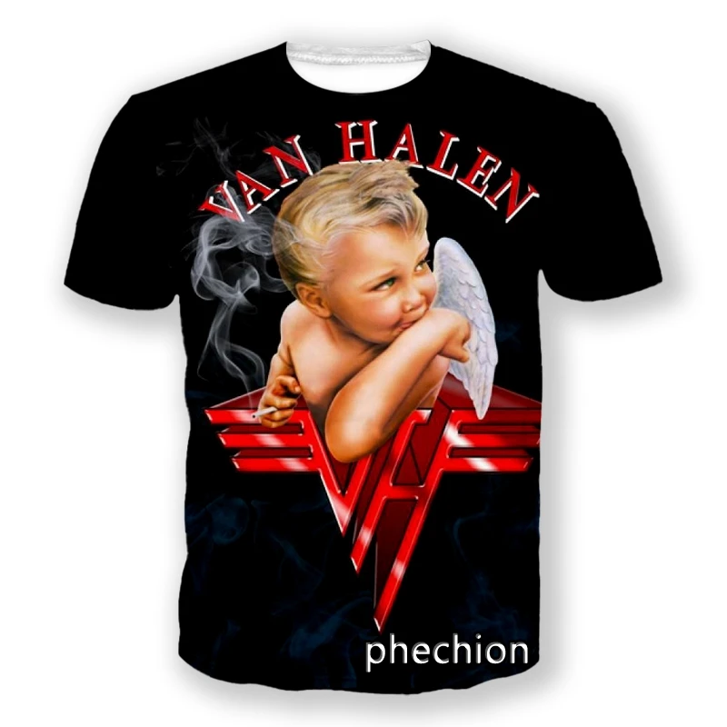 phechion New Fashion Men/Women Van Halen Band 3D Print Short Sleeve T-Shirt Casual Hip Hop Summer T Shirt Tops S150