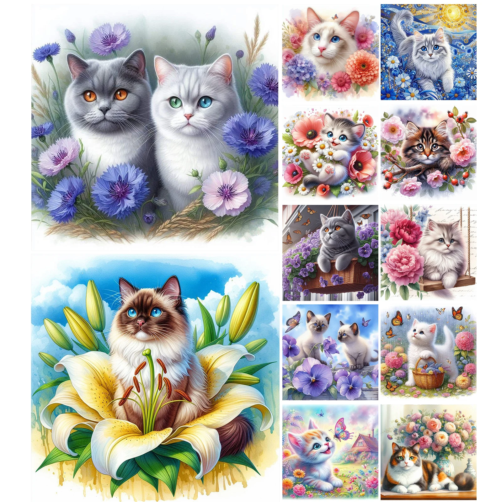 

Cat Full DIY 5D Round Drill Diamond Art Kits for Adults/Beginners Gift Idea Home Decor Diamond Painting Gem Art 11.81x11.81inch