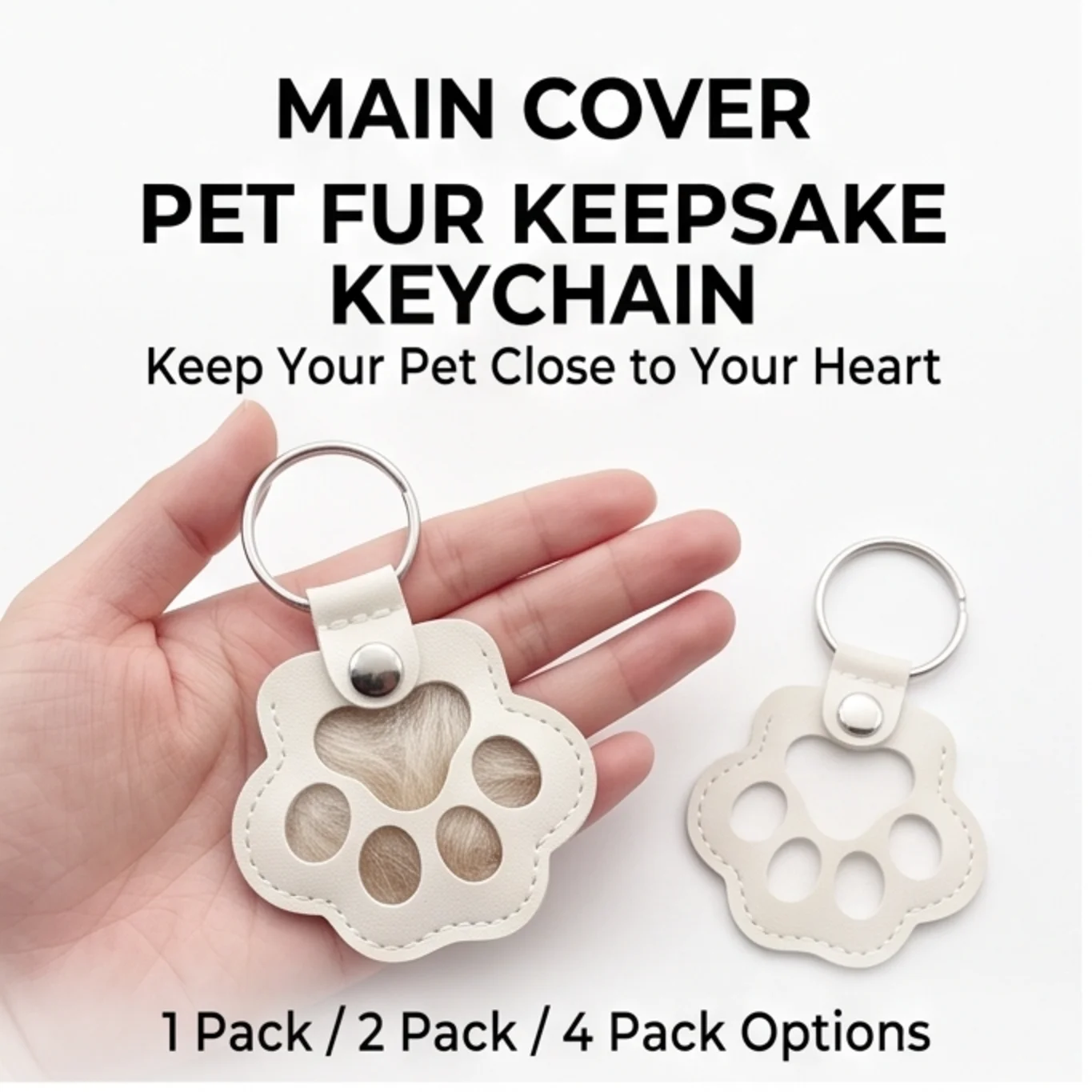 Pet hair storage keychain commemorative collection hair bag PU 1/2/4 pack