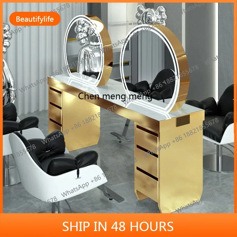 03 Barber shop hair salon special single and double-sided floor mirror table barber shop special hair mirror